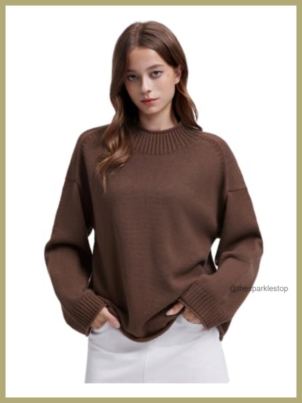 Cashmere Blend Oversized Mock Neck Pullover Sweater